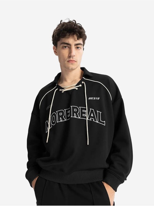 Sweatshirt met trekkoordhals en print giesto - Kiabi