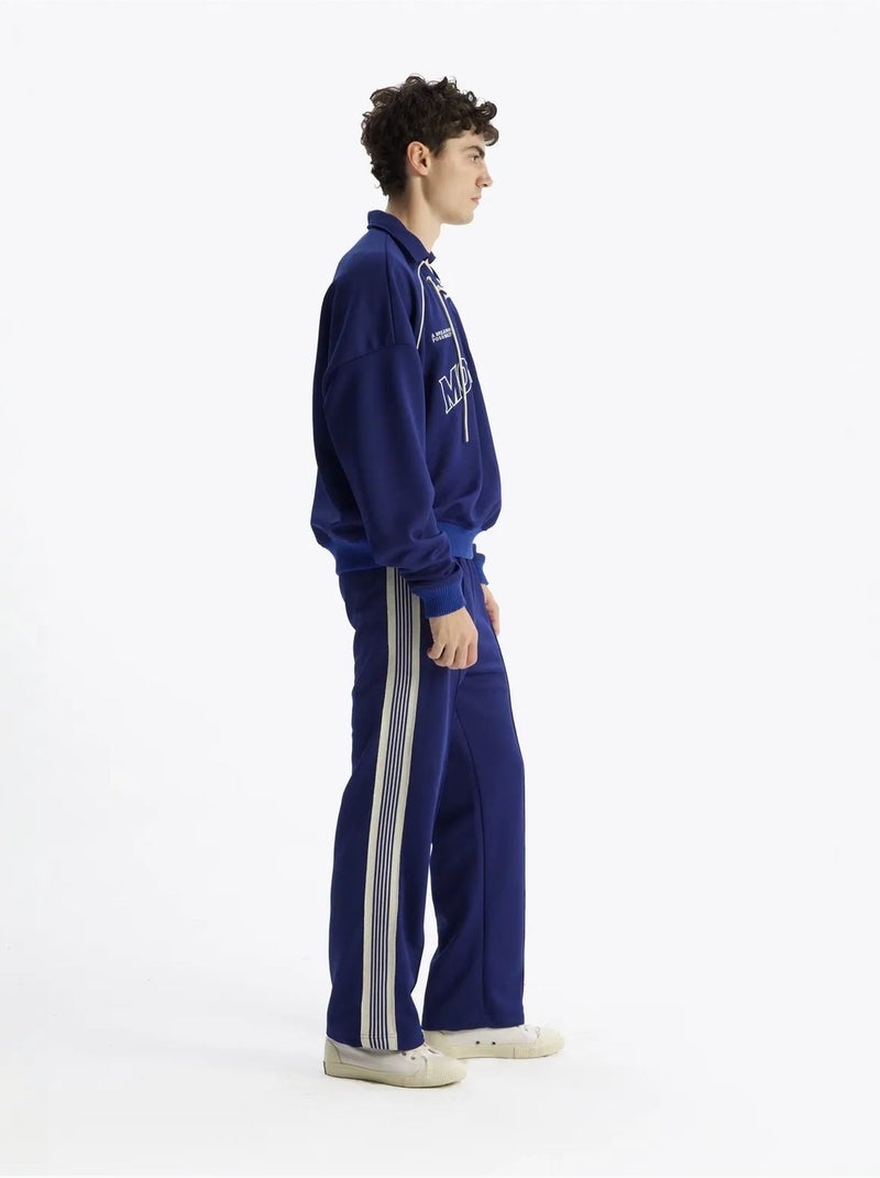 Sweatshirt met trekkoordhalslijn en print giesto Electrisch blauw - Kiabi