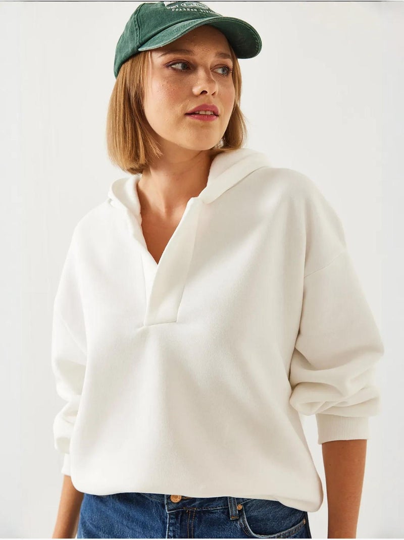 Sweatshirt met v-hals en capuchon lucci Wit - Kiabi