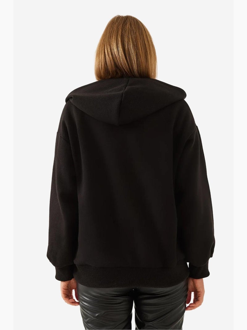 Sweatshirt met v-hals en capuchon lucci Zwart - Kiabi