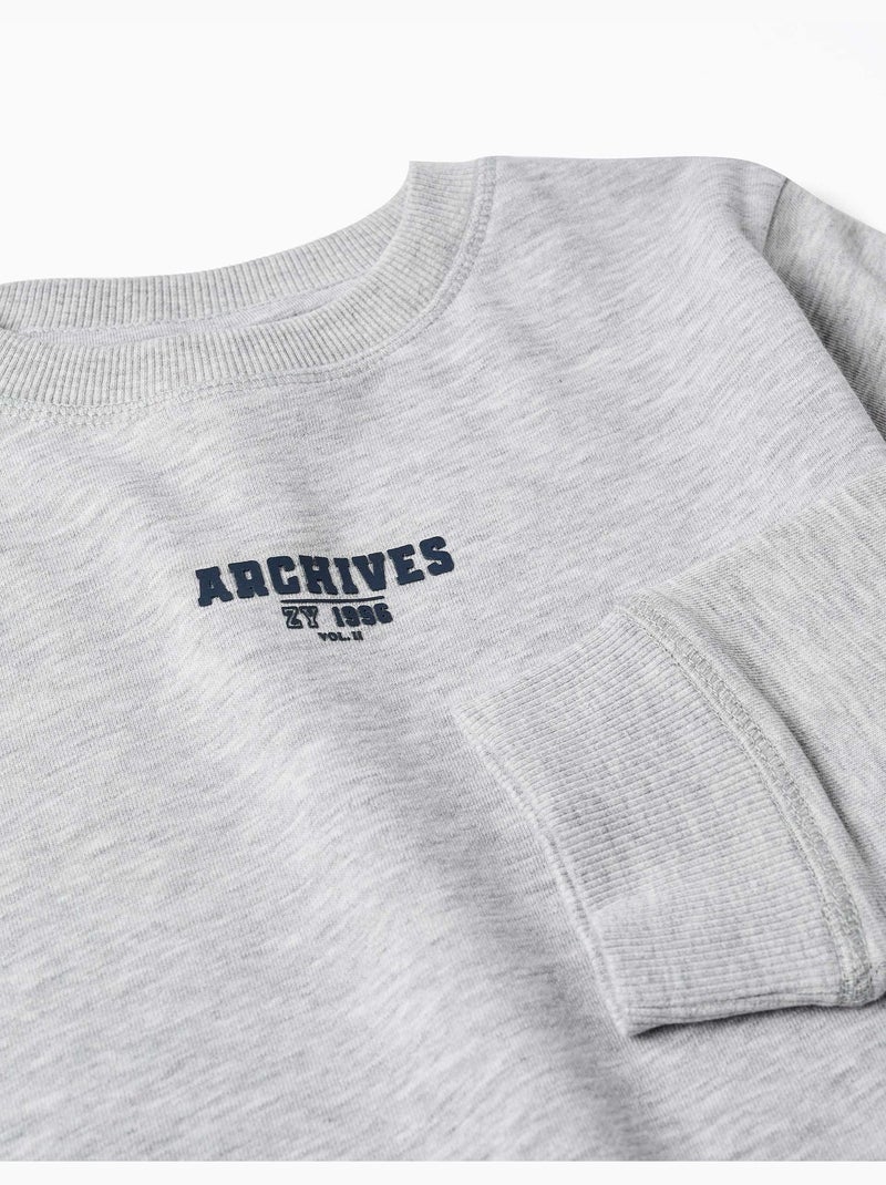 Sweatshirt met ZY reliëfprint Lichtgrijs - Kiabi