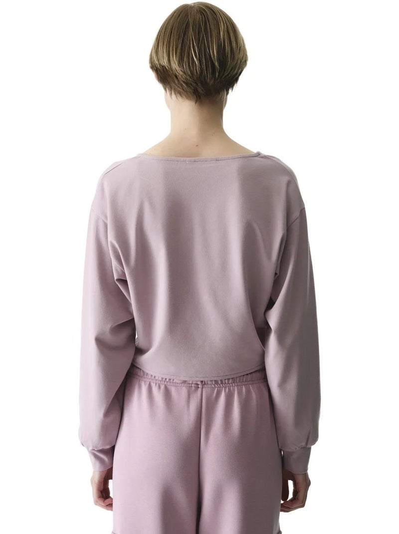 Sweatshirt midi oversize à col v et lien penti Mauve - Kiabi