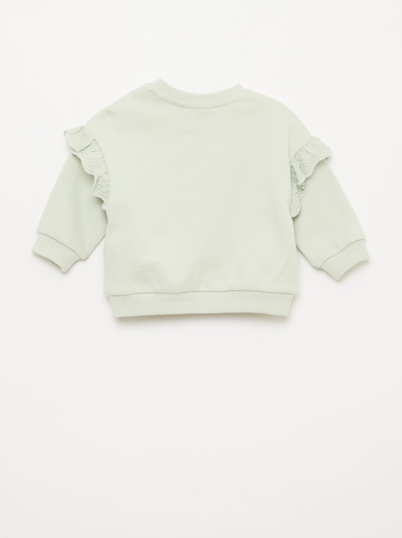 Sweatshirt 'Minnie' 'Disney' met lange mouwen en geborduurde volants Groen - Kiabi