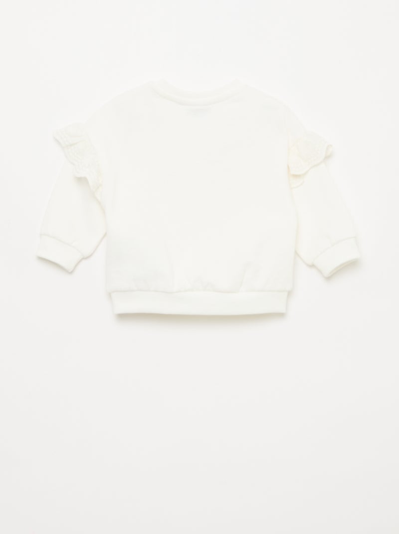 Sweatshirt 'Minnie' 'Disney' met lange mouwen en geborduurde volants Wit - Kiabi