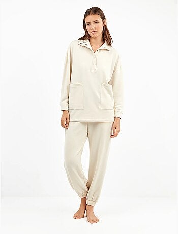 Sweatshirt molletonnée oversize col boutons