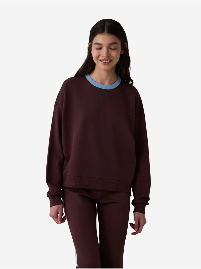 Sweatshirt oversize à col imprimé floral inspired by flora penti Rouge bordeaux - Kiabi