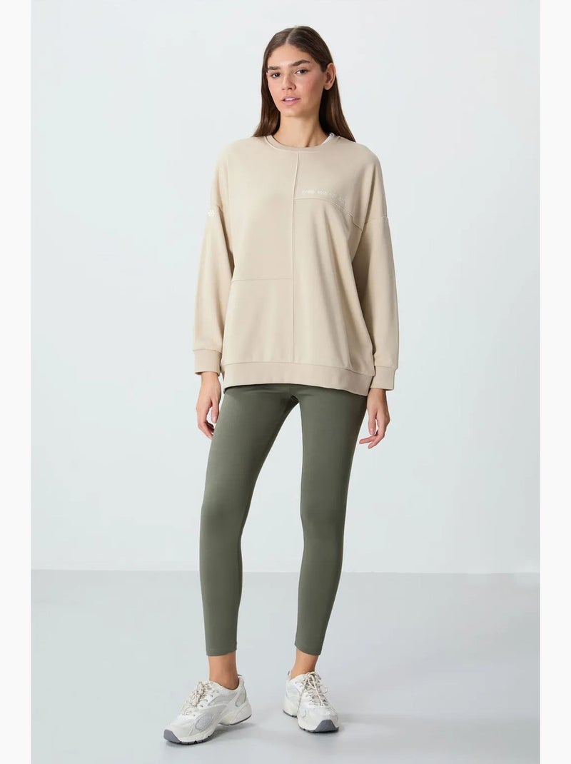 Sweatshirt oversize à col rond tommy Beige argile - Kiabi