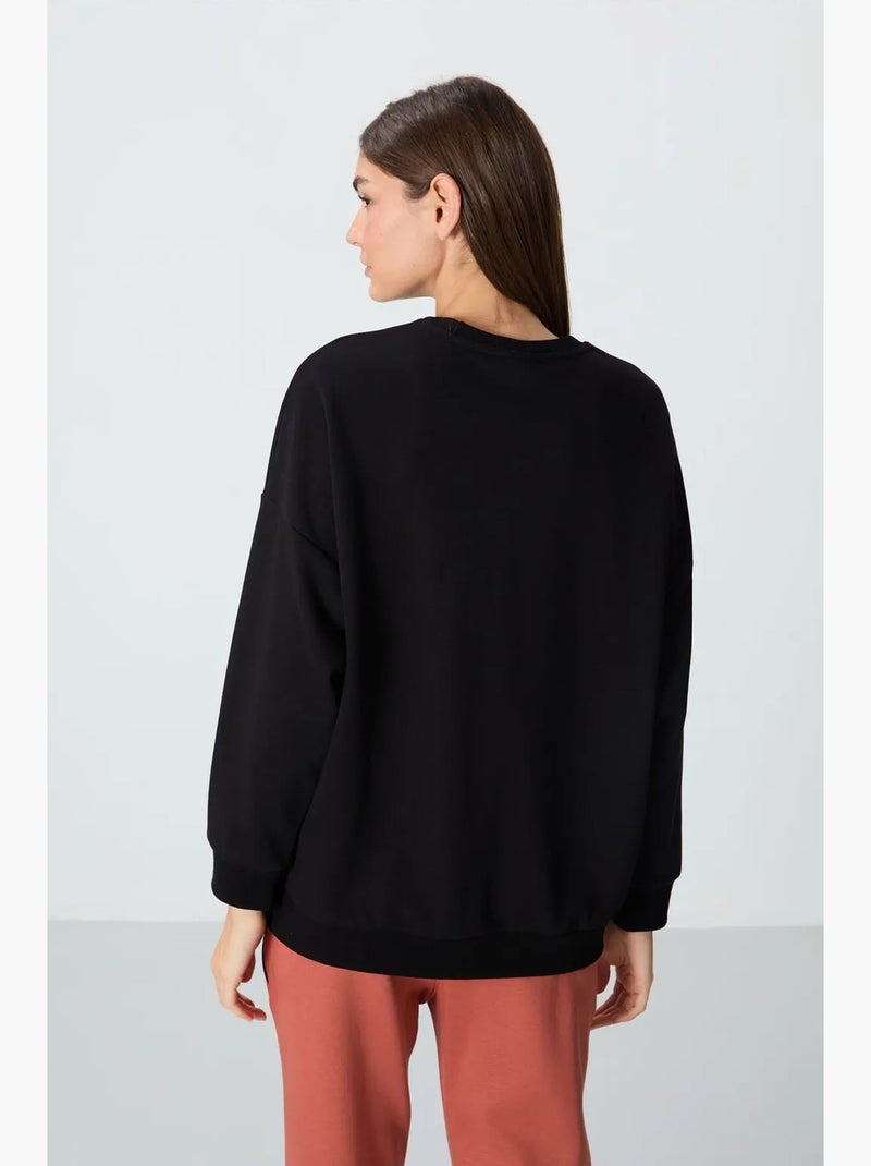 Sweatshirt oversize à col rond tommy Noir - Kiabi