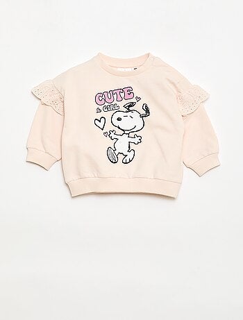 Sweatshirt 'Snoopy' met ruches van broderie anglaise