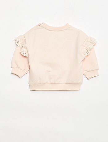 Sweatshirt 'Snoopy' met ruches van broderie anglaise