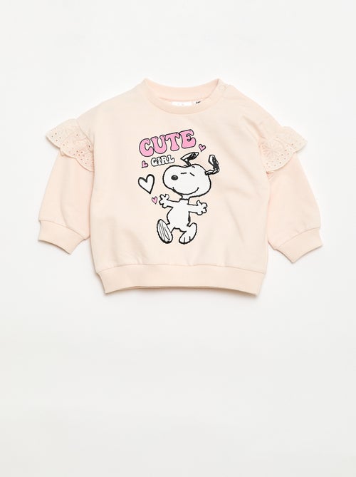 Sweatshirt 'Snoopy' met ruches van broderie anglaise - Kiabi