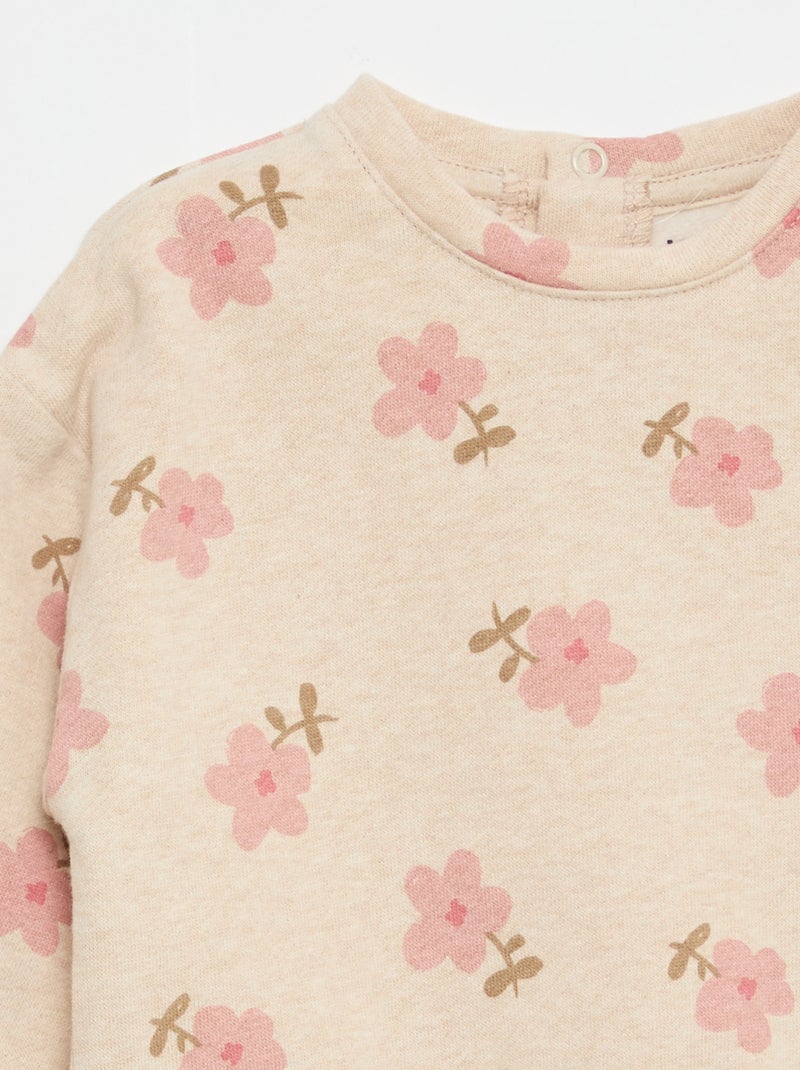 Sweatshirt van fleece met motief Biege - Kiabi