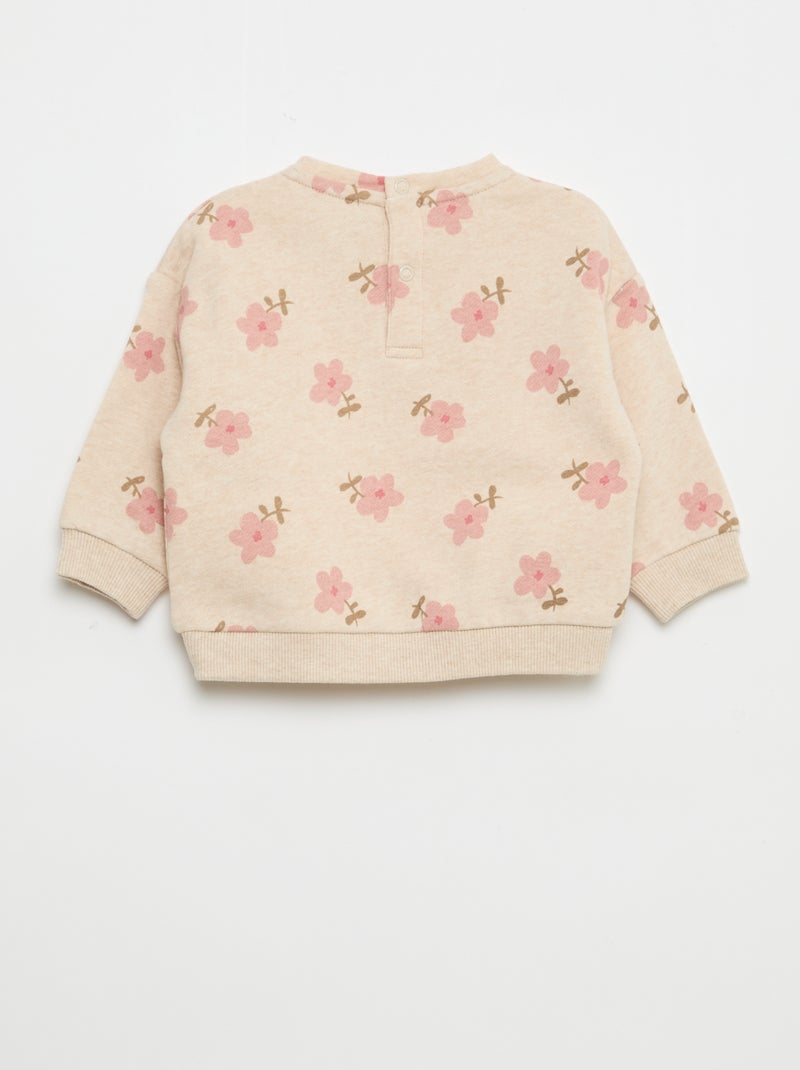 Sweatshirt van fleece met motief Biege - Kiabi