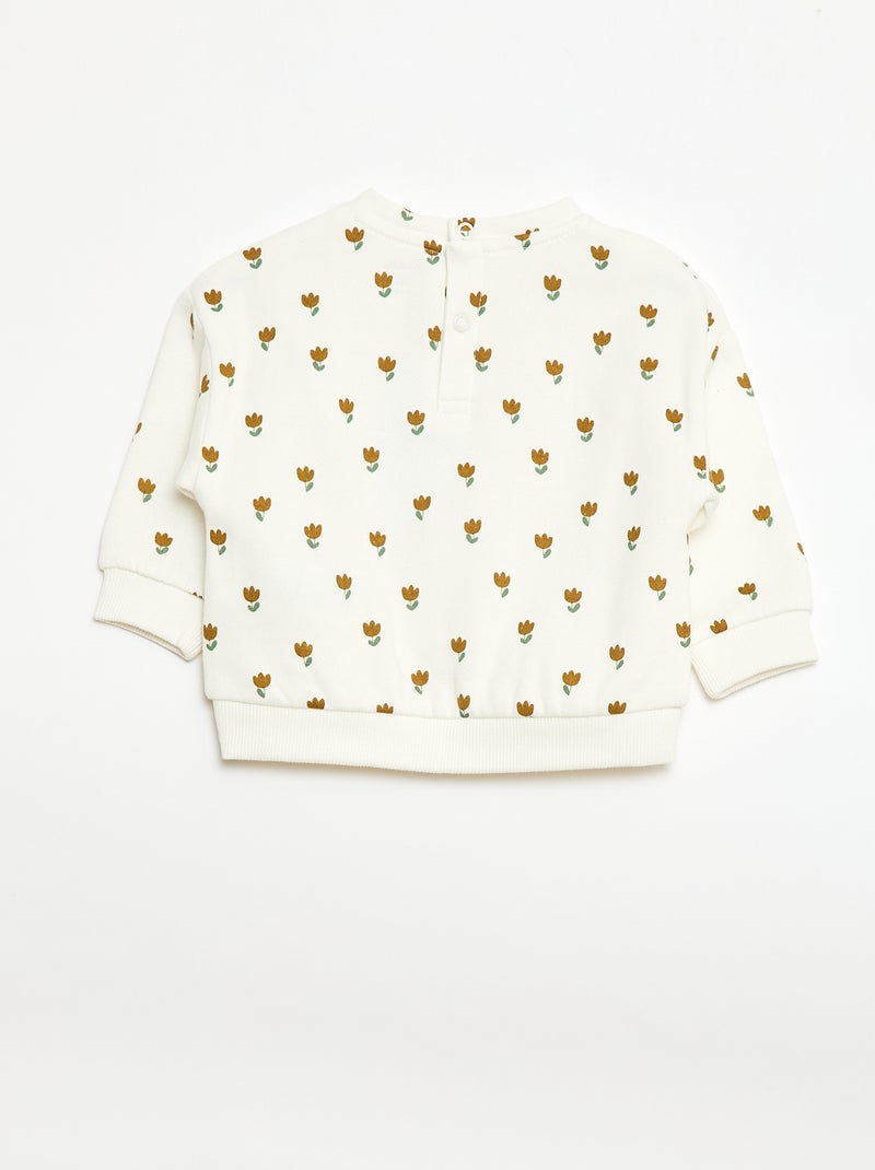 Sweatshirt van fleece met motief Wit - Kiabi