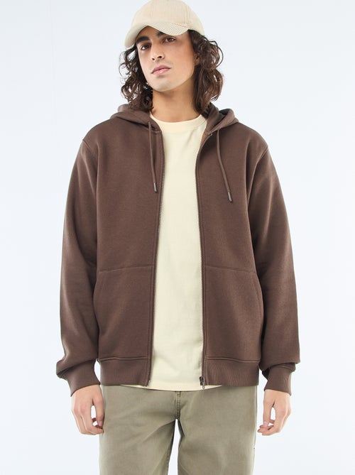 Sweatshirt van fleece met rits en capuchon - Kiabi