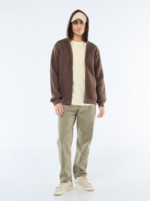 Sweatshirt van fleece met rits en capuchon - Kiabi