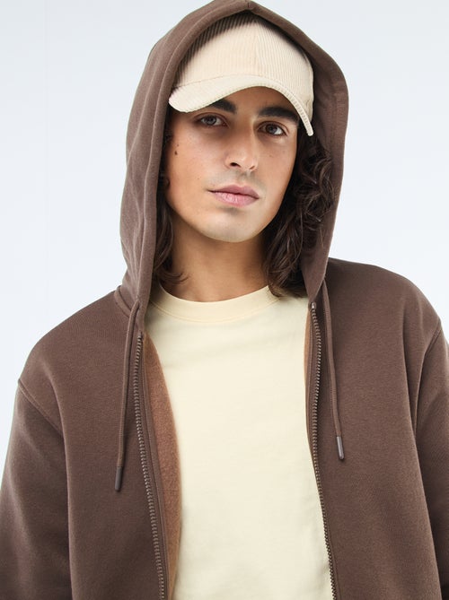 Sweatshirt van fleece met rits en capuchon - Kiabi