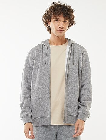 Sweatshirt van fleece met rits en capuchon