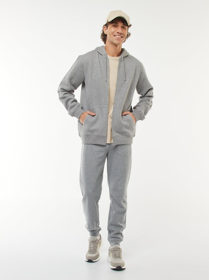 Sweatshirt van fleece met rits en capuchon Grijs - Kiabi