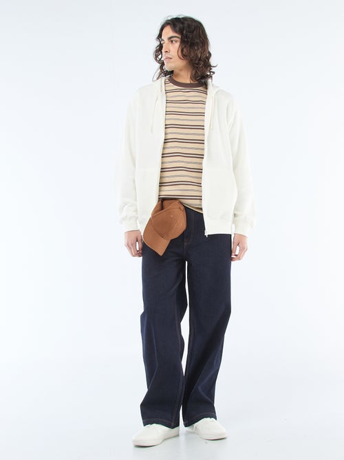 Sweatshirt van fleece met rits en capuchon - Kiabi