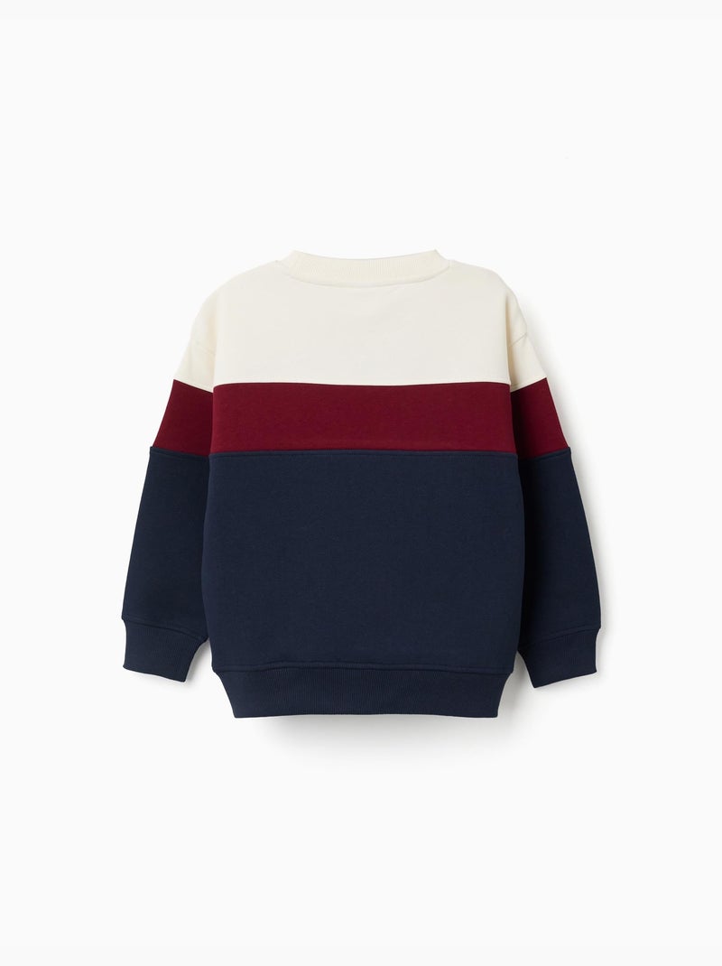 Sweatshirt van geruwd katoen met colour block Donkerrood - Kiabi