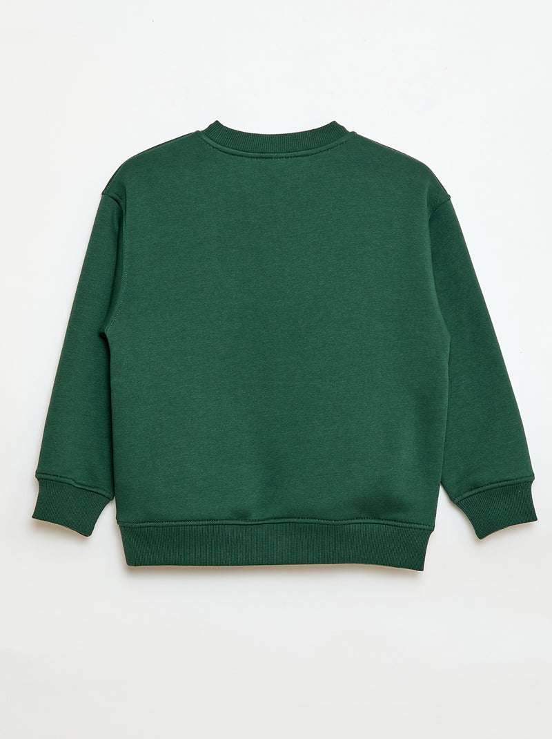Sweatshirt van joggingstof met fluwelen print Groen - Kiabi
