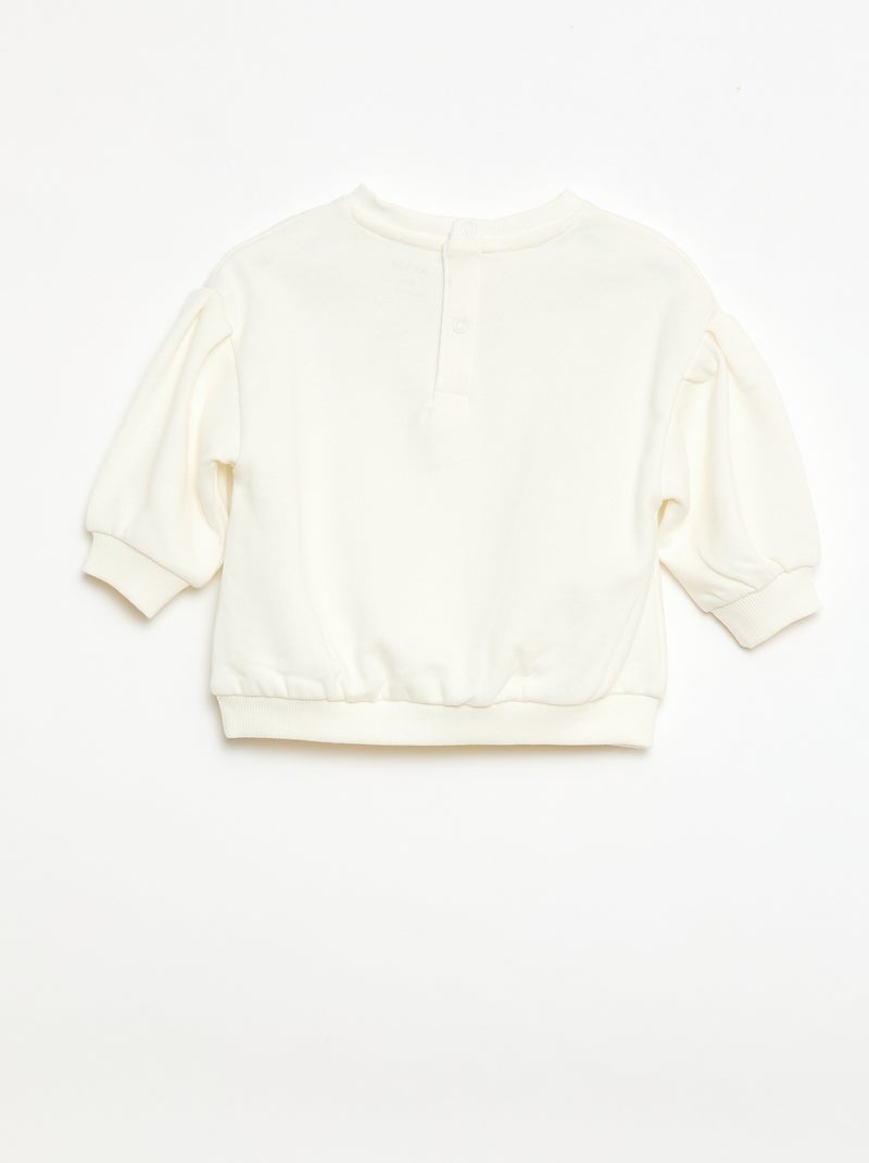 Sweatshirt van katoen met print vooraan Wit - Kiabi