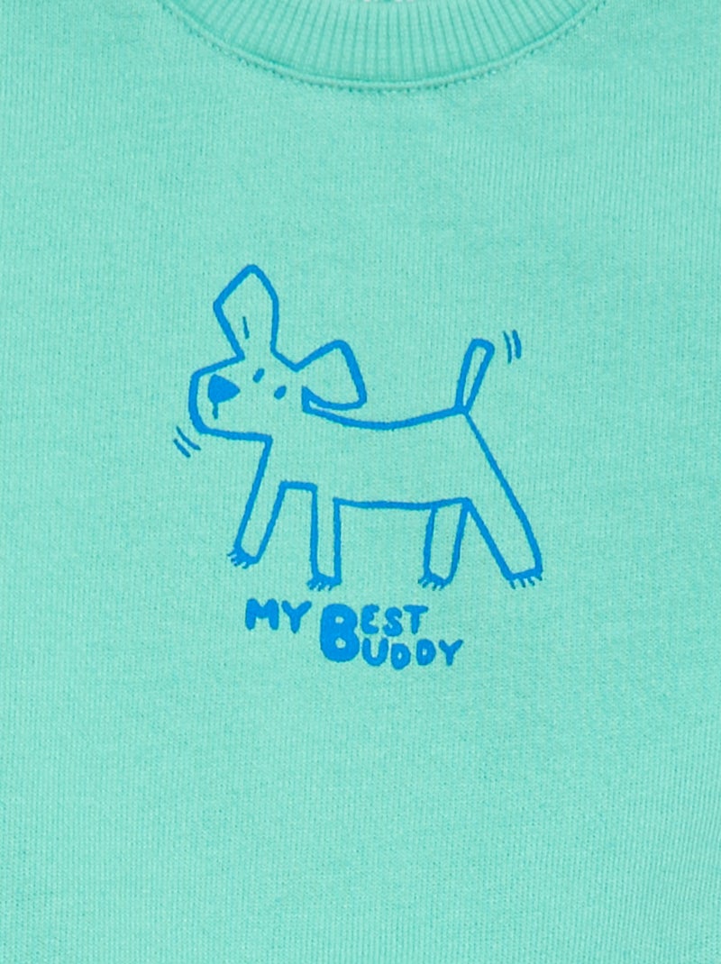 Sweatshirt van lichtgewicht joggingstof met print Groen - Kiabi