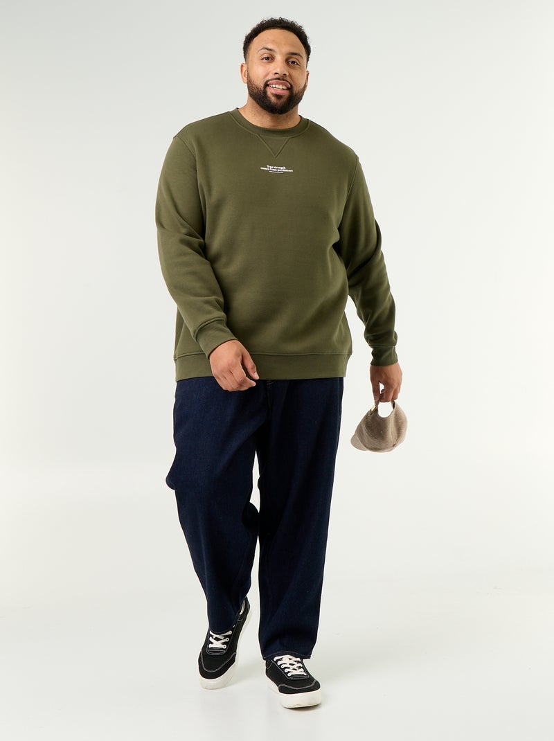 Sweatshirt van molton met opschrift Groen - Kiabi