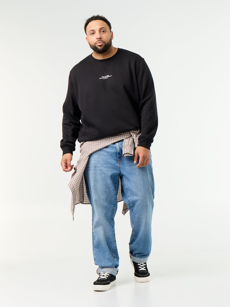 Sweatshirt van molton met opschrift Zwart - Kiabi