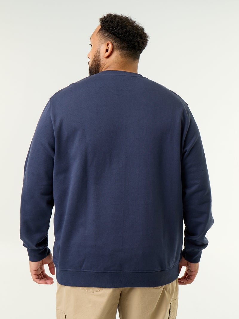 Sweatshirt van ongeruwde molton met opdruk Blauw - Kiabi