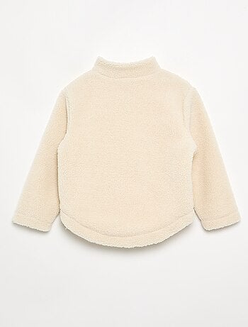 Sweatshirt van schapenvachteffectstof met opstaande kraag