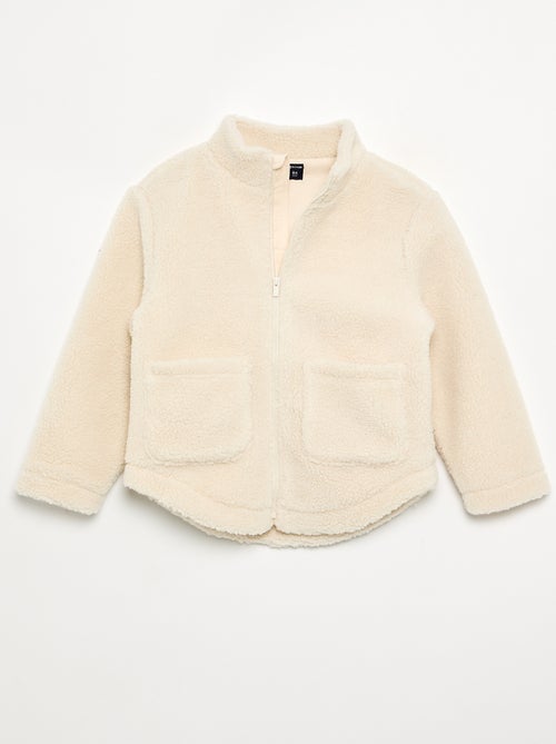 Sweatshirt van schapenvachteffectstof met opstaande kraag - Kiabi