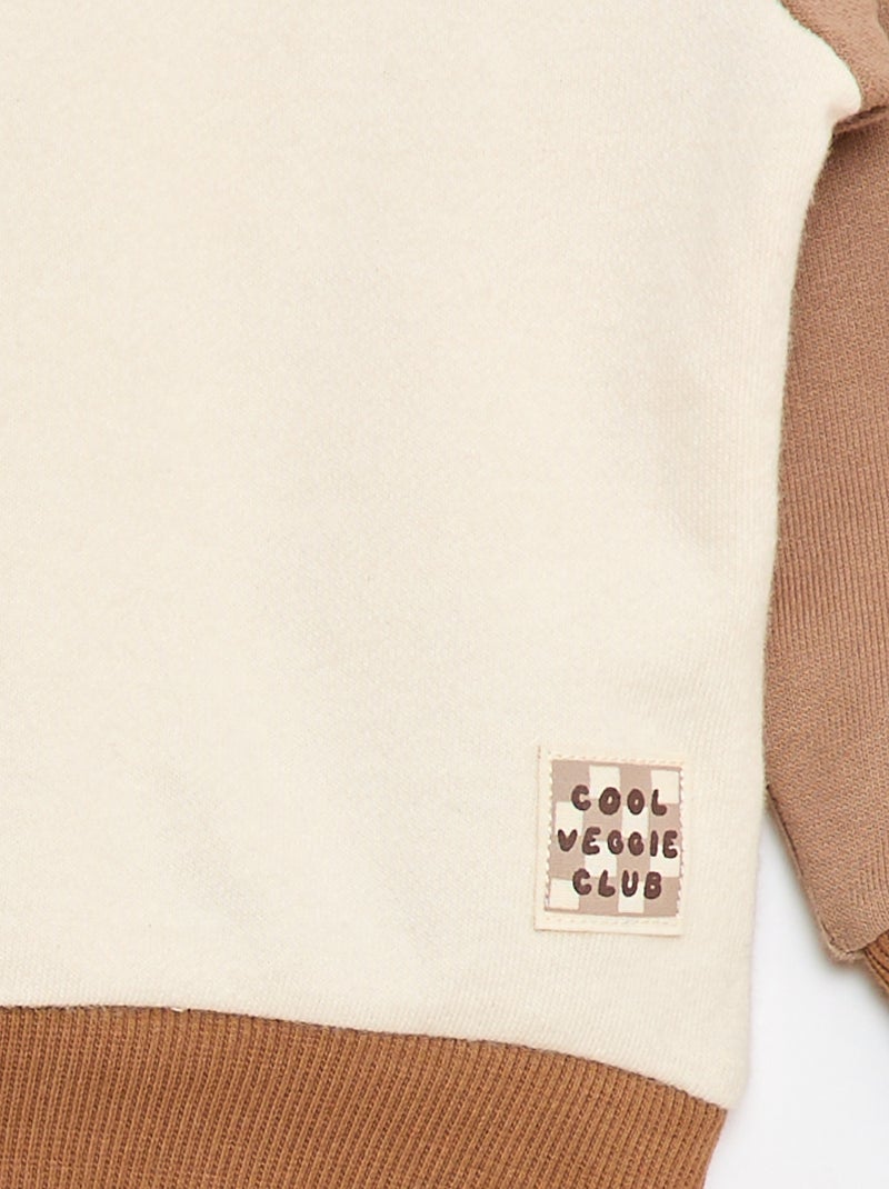 Sweatshirt van tweekleurige french terry katoen Biege - Kiabi