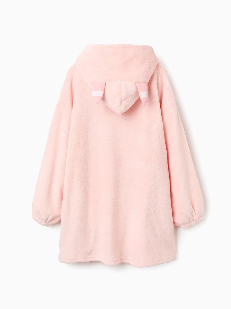 Sweatvest met capuchon van coral fleece 'monsters van emoties' Donkerroze - Kiabi