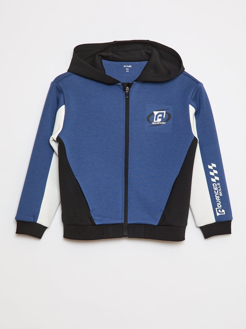 Sweatvest met rits en capuchon Blauw - Kiabi