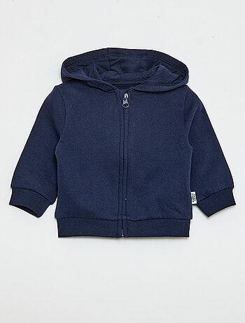 Sweatvest met rits en capuchon van geruwde fleece