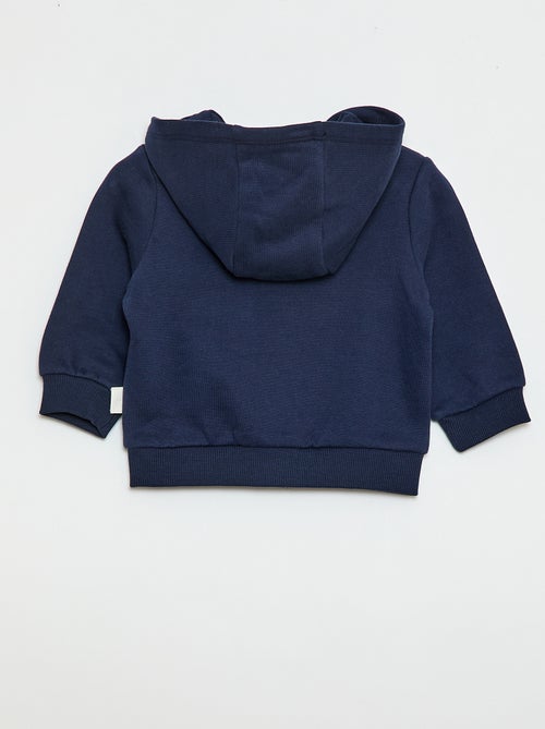 Sweatvest met rits en capuchon van geruwde fleece - Kiabi