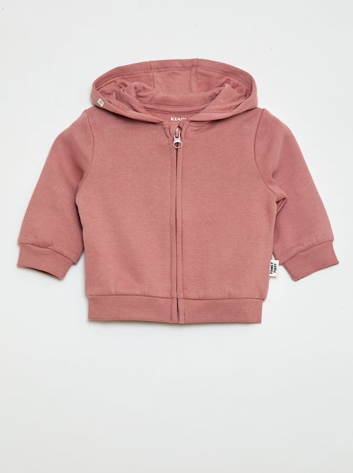 Sweatvest met rits en capuchon van geruwde fleece - Kiabi