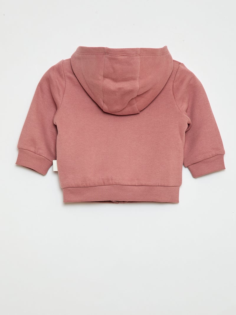 Sweatvest met rits en capuchon van geruwde fleece Rose - Kiabi