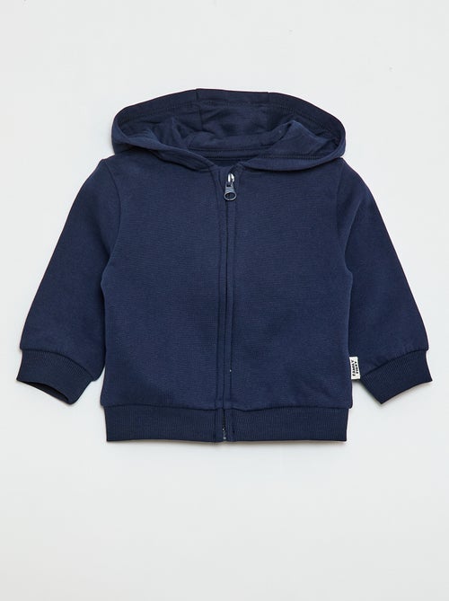 Sweatvest met rits en capuchon van geruwde fleece - Kiabi