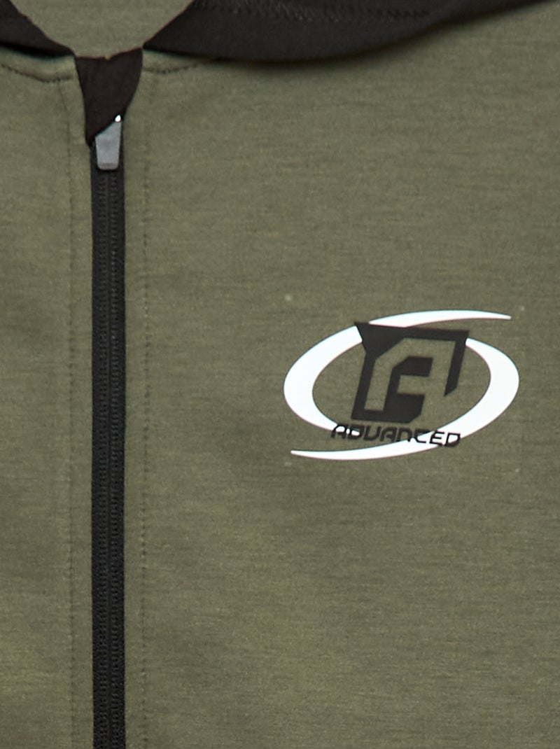 Sweatvest met rits en kap Kaki - Kiabi