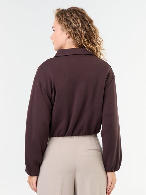 Sweatvest met rits en overhemdkraag - Kiabi