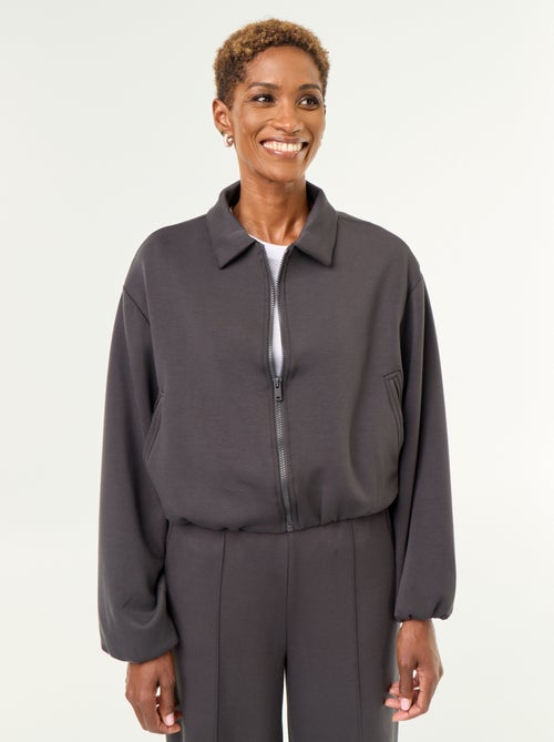 Sweatvest met rits en overhemdkraag - Kiabi
