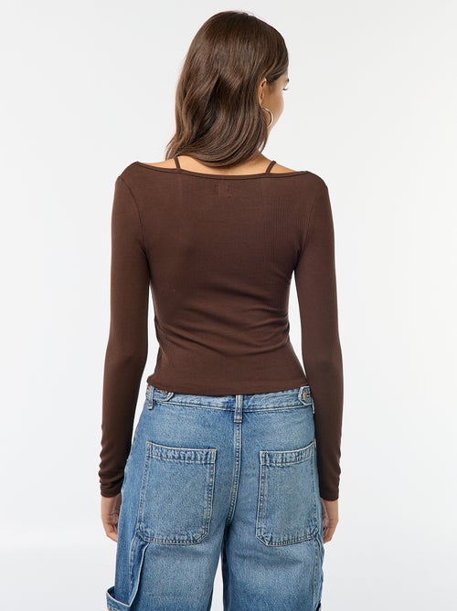 T-shirt - Singlet met 2-in-1-effect - Kiabi