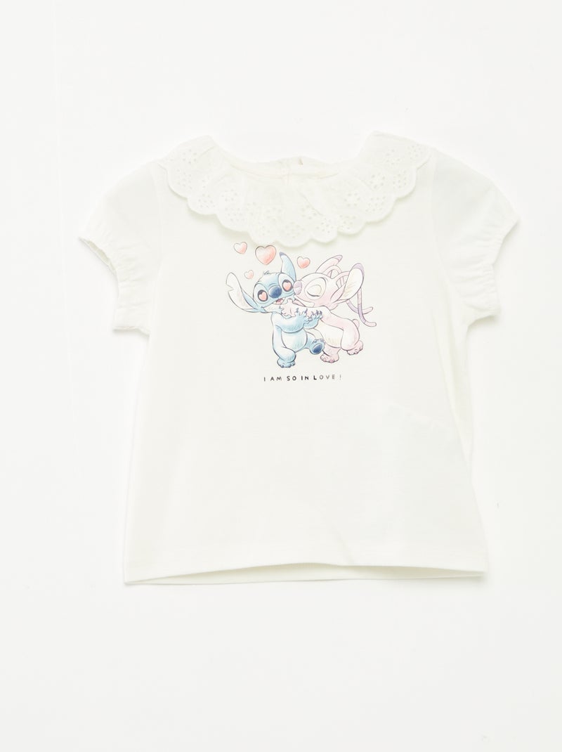 T-shirt à broderie anglaise 'Stitch' Blanc - Kiabi