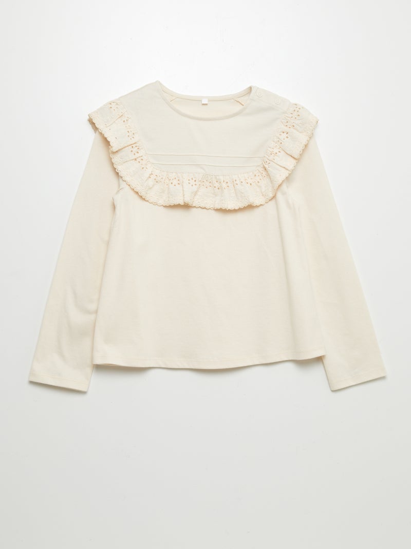 T-shirt à broderies - So Easy Beige - Kiabi