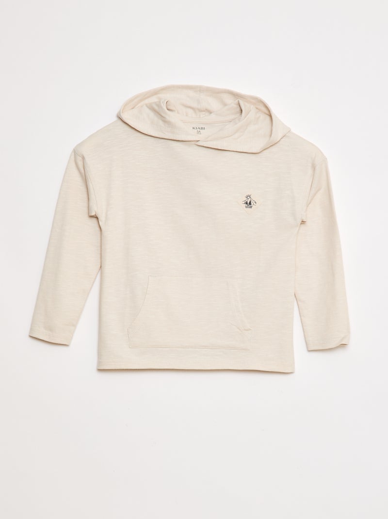 T-shirt à capuche à manches longues Blanc - Kiabi