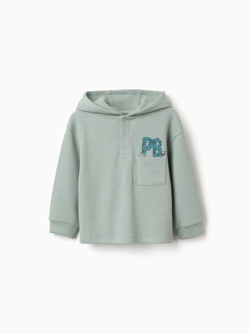T-shirt à capuche avec imprimé et poche - Kiabi