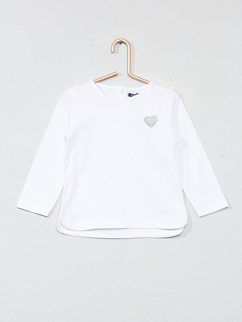 T-shirt à coeur brillant blanc - Kiabi